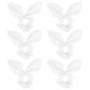 Jaciya White Silk Hair Ties Scrunchies for Hair Girls, Bunny Ears and Tail Design, 6 Count