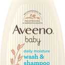Aveeno Baby Daily Moisture Gentle Body Wash & Shampoo with Oat Extract, 2-in-1 Baby Bath Wash & Hair Shampoo, Tear- & Paraben-Free for Hair & Sensitive Skin, Lightly Scented, 18 fl. oz