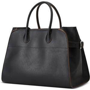 Leather Tote Bags for Women Large Tote Bag Retro Top-handle Bag Trendy Work Bag PU Leather Purse 2025 (15.3" x 8.6" x 10.2", Black)
