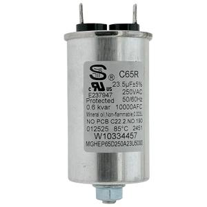 W10334457 Dishwasher Motor Pump Capacitor C65R 23.5uF 250VAC, Replaces 8268418, 8269507, 8535474, W10216724, W10222768, WPW10334457