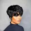 Pixie Cut Wig Human Hair Short Pixie Cut Wigs for Black Women Human Hair Glueless Pixie Wig Short Layered Brazilian Virgin Human Hair Wigs For Women Brazilian Straight Human Hair 1B (Color CS#53)
