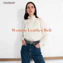 TOURZOO Genuine Leather Belts for Women Skinny Waist Belt for Dresses Jeans Pants with Gold Buckle (L)