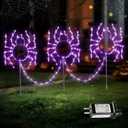 YOUNGAR Halloween Spider Outdoor Lights,3 Pack LED Spider Walkway Lights, Purple Garden Stake String Lights with Timer Memory and 8 Modes for Halloween Party Porch Yard Pathway Decor