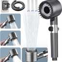 High Pressure Shower Head, High Power Shower Head and Hose Set with 4 Filters, 59 Hose & Bracket, 4 Spray Modes & Pause Switch, Hard Water Filtered Showerhead with Handheld, Gray