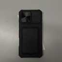 SSLOTSCASE for iPhone 16 Pro Max Case with Card Holder & Kickstand & Slide Camera Lens Cover, Silicone Edge Protection Rugged Heavy Duty Phone Case Cover for iPhone 16 Pro Max 6.9'' 2024, Black