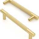 Asidrama 10 Pack 5 Inch(128mm) Gold Cabinet Pulls Knurled Cabinet Handles Cupboard Handles Kitchen Cabinet Hardware for Cupboard Drawer Pulls (5" Hole Center, Brushed Gold)