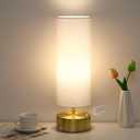 3-Way Dimmable Table Lamp, Touch Control Nightstand Lamp with White Lampshade, Gold Modern Bedside Touch Lamp Simple Side Table Lamp Night Light for Bedroom Living Room Kitchen, LED Bulb Included
