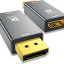 1-Pack DisplayPort 1.4 to HDMI 2.1 Adapter (8K@60Hz,4K@144Hz) Uni-Directional DP (Source) to HDMI (Display) Converter Compatible with PC,Desktop,AMD,NVIDIA,and Gaming Monitors (Gray)