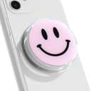 Magsafe Compatible Mobile Phone Grip Stand Holder Cute Smile Face Shape Expandible Collapsible for Kindle Smartphone Tablet Cell Phone Accessory (Violet)