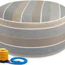 FUNHOME Inflatable Ottoman Stool D20xH9,Portable Round Pouf for Indoor/Outdoor Use,Foot Rest or Seating for Kids&Adults,Ideal for Camping or Home(Gray Stripe)