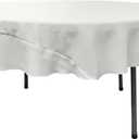 LA Linen Polyester Poplin Washable Round Tablecloth, Stain and Wrinkle Resistant Table Cover 72", Fabric Table Cloth for Dinning, Kitchen, Party, Holiday 72-Inch, White, (TCpop72R_WhiteP11)