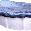 Robelle 18 x 33 ft Heavy Duty Leaf Net Winter Oval Pool Cover for Above Ground Pools, 3 ft Overlap (21 x 36 ft Cover Size), Standard Net, Style: 441833