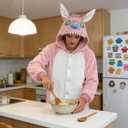 Adult Onesie Animal Pajamays Sleepwear Christmas Costumes Unisex One Piece Cosplay Suit for Women and Men (Pink, M)