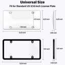 2 Pack Clear License Plate Covers and Frames, License Plate Protector Unbreakable Plastic Shields Tag Holder Fits Standard US Plates with Screws Caps