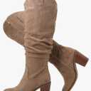 Luoika Women's Extra Wide Calf Cowboy Knee High Boots, Wide Width Cowgirl Slouchy Boots Chunky Pump Heel Plus Size Western Boots Size 10XW