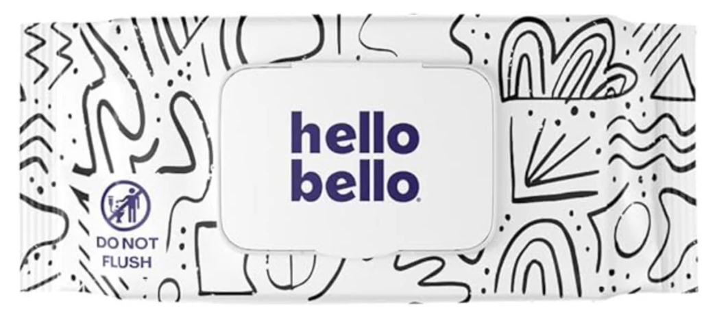 Hello Bello Premium Wipes, Designed for Sensitive Skin with Chamomile & Aloe Extracts, Playful Sketches, Pack of 1