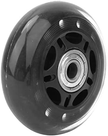 Silent PU Caster Wheels 3 inch with 608ZZ Bearing 76x24x8mm Replacement for Luggage Cart Roller Skate Black Transparent