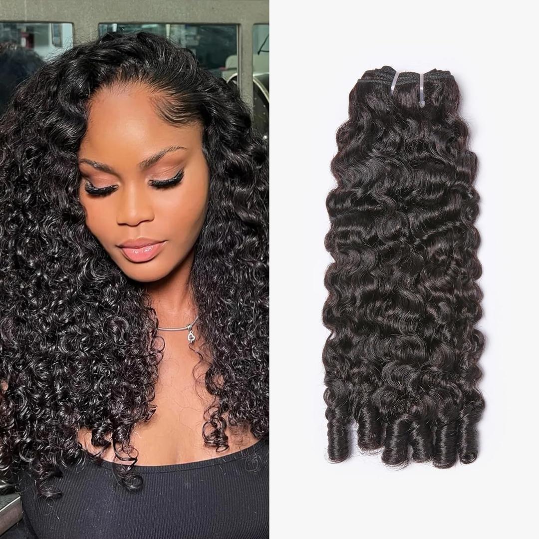WEQUEEN Burmse Curly Bundles Human Hair Brazilian Virgin Hair 22 Inch Spiral End Quick Water Wave Natural Black