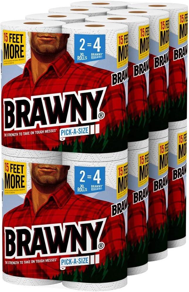 Brawny Paper Towels, 16 XL Rolls, Pick-A-Size, White, 16 = 32 Regular Rolls