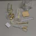 Gold Desk Accessories, Office Desk Organizers and Accessories 360Pen Holder Acrylic Stapler Set, Phone Holder, Ballpoint Pen, Scissor, Binder Clips, Ruler, Transparent Glue, Sticky Note and Staples.