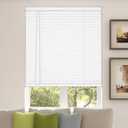 CALYX INTERIORS Room Darkening Vinyl Mini Blinds, Cordless, 1" Slat, 34" W x 60" H, White. Inside Mount in Windows 34.25 and Greater; Indoor Window Shades