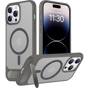 Magnetic Compatible with iPhone 14 Pro Max Case, [Built-in Invisible Kickstand][Compatible with MagSafe] [Military Grade Shockproof] Slim Translucent Matte Phone Case for iPhone 14 Pro Max 6.7"
