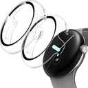 TAURI 2 Pack Hard Case for Pixel Watch 4 41mm, with PC Tempered Glass Screen Protector, [Scristant Resistant] [Overall Protection] Slim Cover for Google Watch, Clear