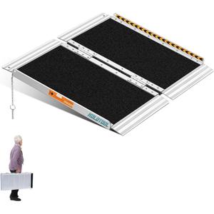 Portable Wheelchair Ramp 2ft, Non-Skid Aluminum Ramps for Wheelchairs for Home Steps, 800 LBS Capacity Handicap Ramp for Doorway, Threshold, Front Porch, Entry, Stairs 24" Lx 29.2" Wx2H