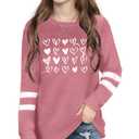Ithalt Kids Valentine Shirt Girls Valentines Shirts Cute Heart Graphic Long Sleeve Tee Tops 4-14y(APink1,110)