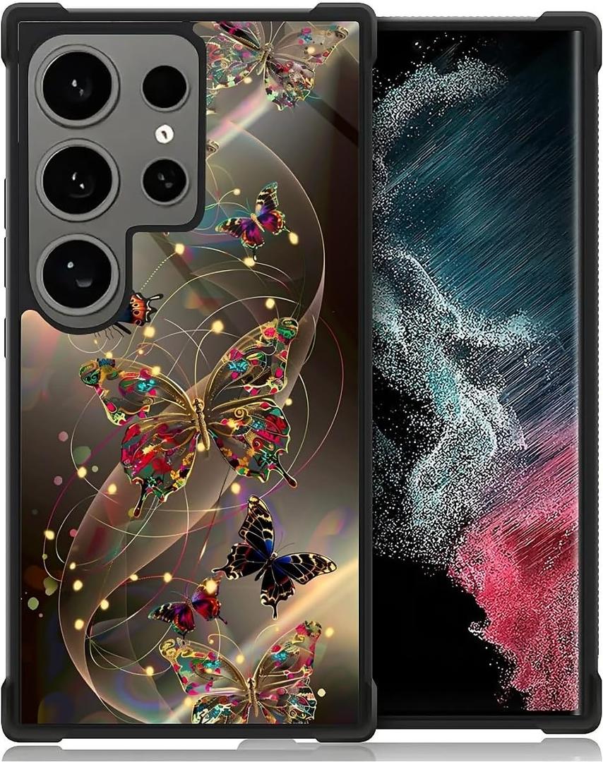 Compatible with Samsung Galaxy S25 Ultra Case, Butterflies New for Women Girls, Shockproof Anti-Slip Drop Protection with Soft TPU Bumper Pattern Design