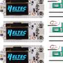 3 Set LoRa Development Board with Case, LoRa V3 Meshtastic WiFi, LoRa V3 WiFi Bluetooth Dual Core 240MHz CP2102 Chip with 0.96" OLED Display and 863-928MHz Antenna for Arduino