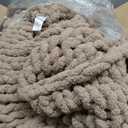 LONG CREATE Chunky Knit Throw Blanket 60"X 80", 100% Handmade with Soft Chenille Yarn, 6.7lbs Thick Cable Knitted Blankets, Large Rope Knot Crochet Throws for Couch Sofa Bed Home Decor, Taupe