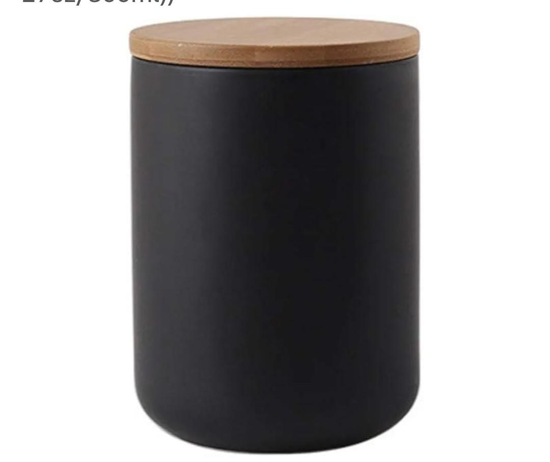 MilkyWay Food Storage Jar Strong Ceramic Storage Canisters with Airtight Seal Bamboo Lid Modern Design Seal Damp-Proof Kitchen Jar for Coffee, Tea, Spice and More (Black(M: 27oz/800ml))