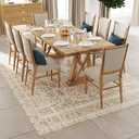 8x10 Washable Area Rug, Low Pile Faux Wool Carpet for Living Room, Bedroom, Dining Room, Vintage Flower Design, Non-Shedding Low-Pile Rug in Yellow for High-Traffic Areas with Non-Slip Rubber Back