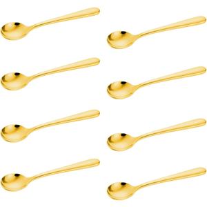 Small Spoons for Spice Jars 8 PCS 3.5 Inch Mini Spoons Gold Stainless Steel Sugar Spoons for Spices, Salt, Sugar, Pepper, Honey