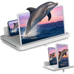 Screen Magnifier for Cell Phone, Phone Magnifier Screen with Adjustable Stand, Foldable Screen Magnifier for Movies and Videos, Hands-Free Cell Magnifier Screen for All Smartphones (White, 10'')