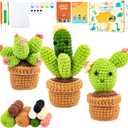 HTVRONT Crochet Kit for Beginners - Complete Crochet Kits with Stitch by Stitch Video Tutorial, Beginner Crochet Kit for Adults Kids Gift - Starter Easy Learn to Crochet Succulent Plants Family