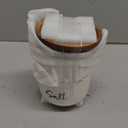 DAYYET Salt and Pepper Bowls, 10 oz Salt Cellar with Lid, Stacked Ceramic Salt Pepper Container with Acacia Wood Lid, Salt Box for Countertop, Modern Kitchen Decor, Set of 2, White