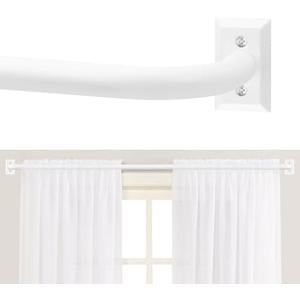 TANGWIN White Wrap Around Curtain Rods 66 to 120 Inch:Blackout Heavy Duty Adjustable Window Curtain Rod for Bedroom Kitchen,Modern Decorative Curved French Metal Single Drapery Rods Easy Install,White