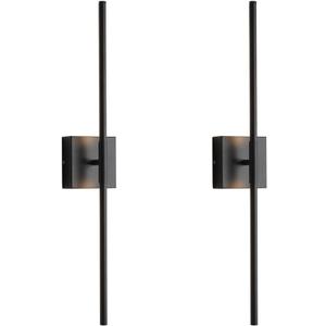 KUZZULL Wall Sconces Set of 27.8'' Two Matte Black Wall Light Fixtures Wall Lamp with Led 3000K 12W Sconces Wall Lighting Wall Lights Sconces Wall Decor Set of 2 Black Wall Sconce Wall Lamps for Bedrooms