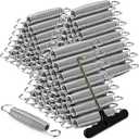 Tudomro 96 Pcs Trampoline Springs 5.5 Inch Bulk Heavy Duty Stainless Steel Replacement Trampoline Springs with T-Hook Weather Resistant Metal Pulling Tool Accessories