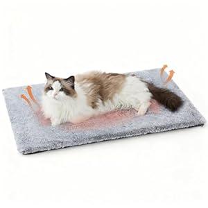 Bedsure Self Warming Cat Bed, Extra Warm Self Heating Mat for Cats & Dogs Non Electric, Anti-Slip Medium Thermal Pet Pad Indoor with Removable Washable Cover, 29" x 19", Grey