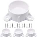 SWZHAI 4 Pcs PVC Table Leg Cap Fittings Furniture Grade Rod Holder White Screw Tab Caps with Mounting Screws(2 Inch)