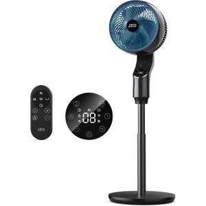 JRD Fan for Bedroom, 70 Oscillating Standing Fan, 100ft Quiet Pedestal Fans for Home Office, 85 Manual Vertical, Touch+Remote, 24H Timer,32 Wind Speeds, 39-43" Adjustable Height, Air Circulator