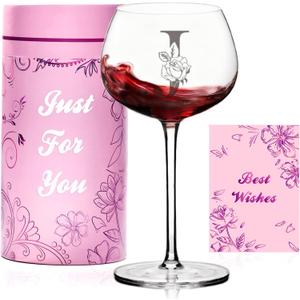 Personalized Mothers Day Gifts for Women,Customized Monogrammed A-Z Initial Wine Glass Gift,Birthday Gifts for Mom,Wife,Sister,Best Friend,Unique Wine Gifts for Women (Letter J)