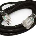 15 ft Outdoor Extension Cord Waterproof - 12 Gauge Heavy Duty Extension Cord - Lighted Outdoor Extension Cords - Watts Wire - 15' Grounded - extensiones electricas (Black)