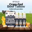 Beef Tallow Lip Balm Natural Tallow Beeswax Chapstick Hydrating Moisturizer Grass Fed Bison Tallow Balm Lip Care Soothes Chapped Dry Lips, Sensitive Skin Long Lasting Vitamin Rich USA-Made 3Pk