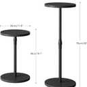 Adjustable End Table, Small Round Side Table, Drink Table for Small Spaces, Pedestal Nightstand for Living Room, Bedroom, Sofa Couch, Black Wood Grain ET-010BW