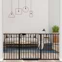 ALLAIBB Triple Lock 49.21-66.54" Extra Wide Baby Gate Metal 30" Tall Black
