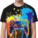 Tie Dye Shirt Kids Neon Shirts for Boys Girls Crewneck Short Sleeve Tee 6-16 Years